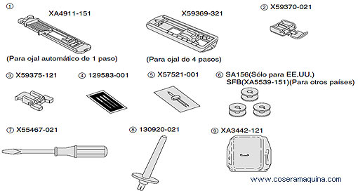 accesorios maquinas de coser